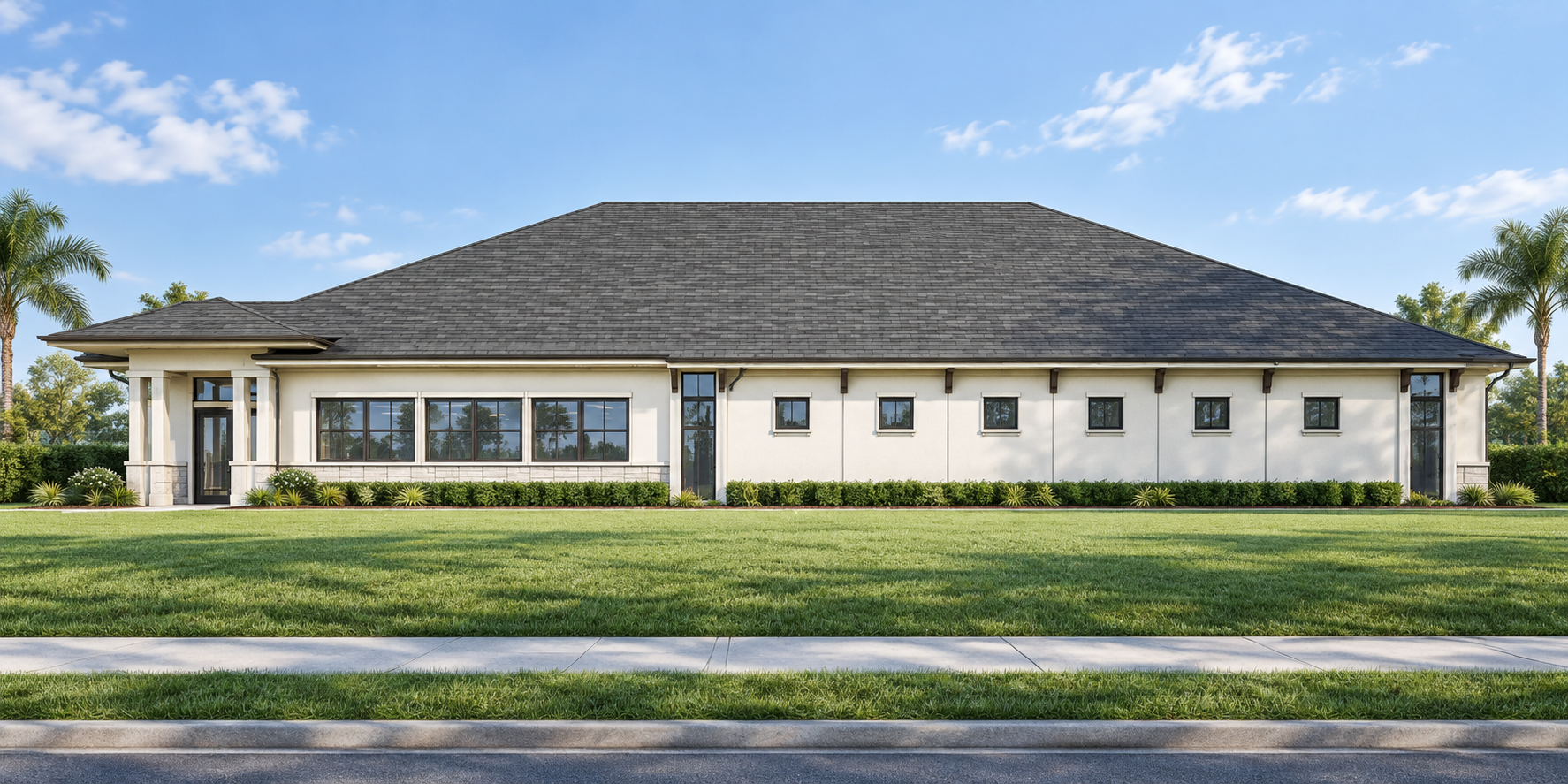 Conceptual building rendering based on the client-supplied design
